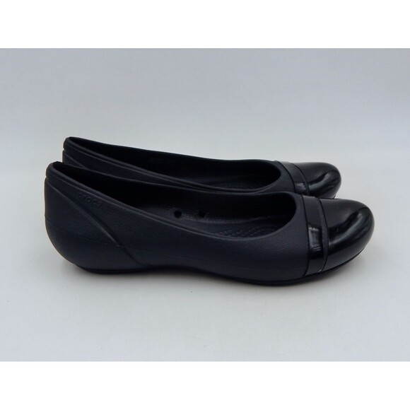 Crocs Women's Gianna Alice Black Ballet Flats Black Cap Toe Shoe Size 8 Slip On - Picture 6 of 13